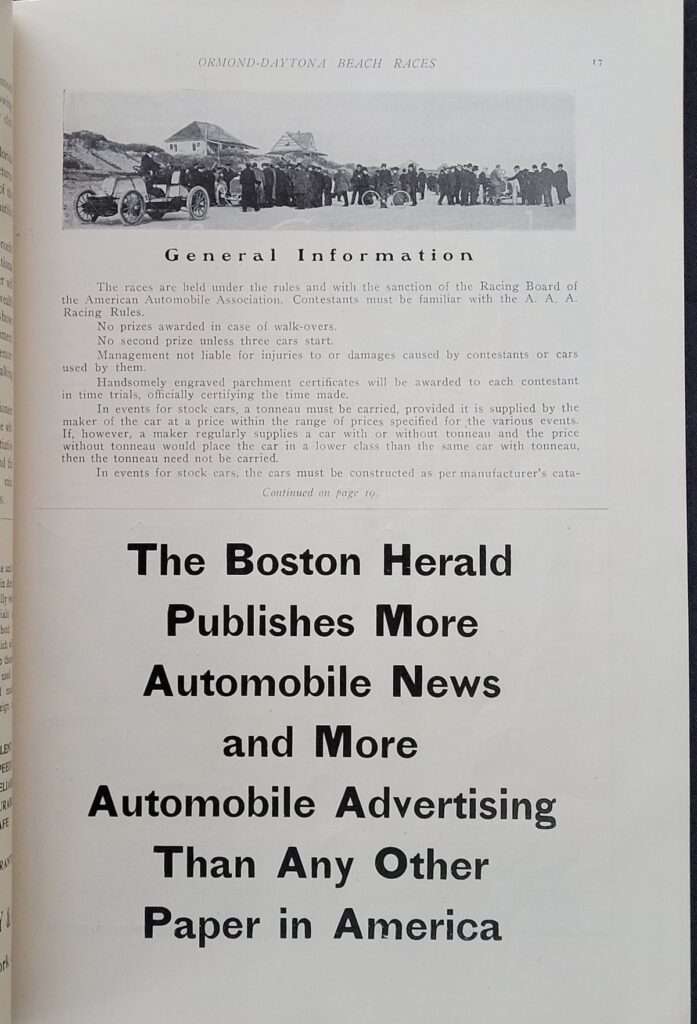 1905 Ormond-Daytona Speed Trials Program 