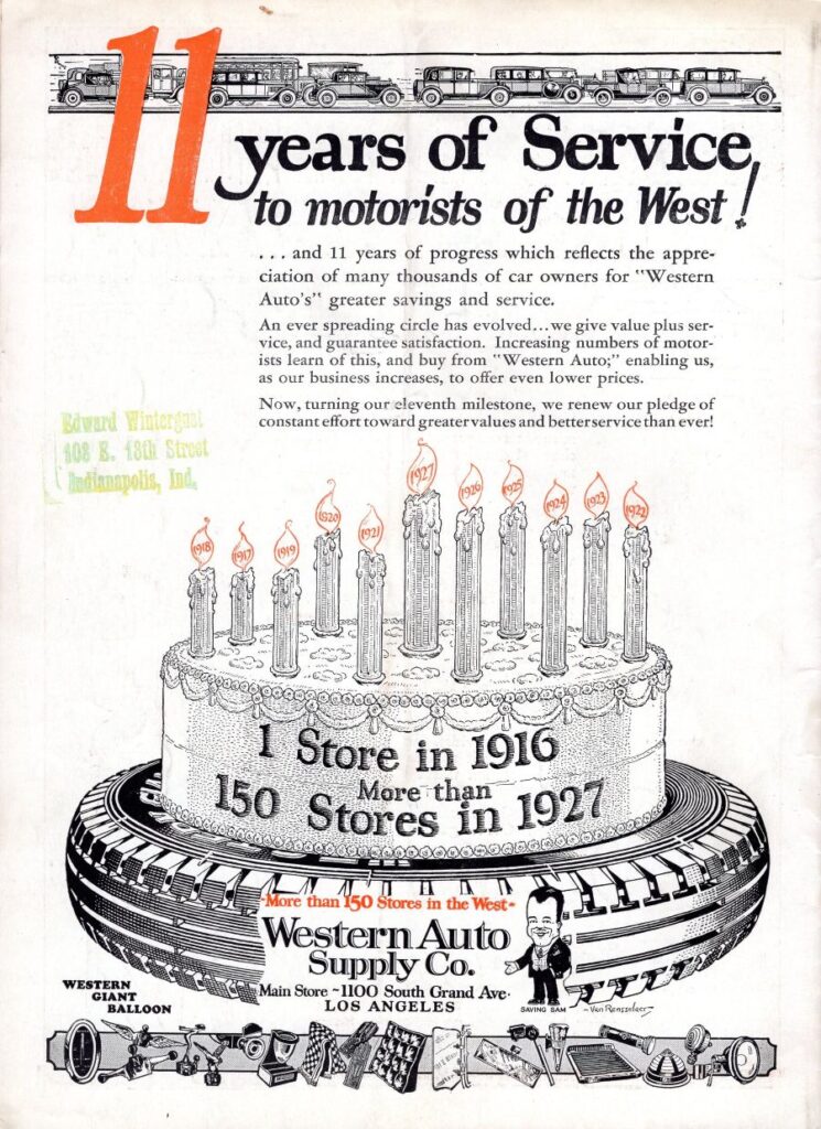 1927 AAA Culver City Program Back Cover