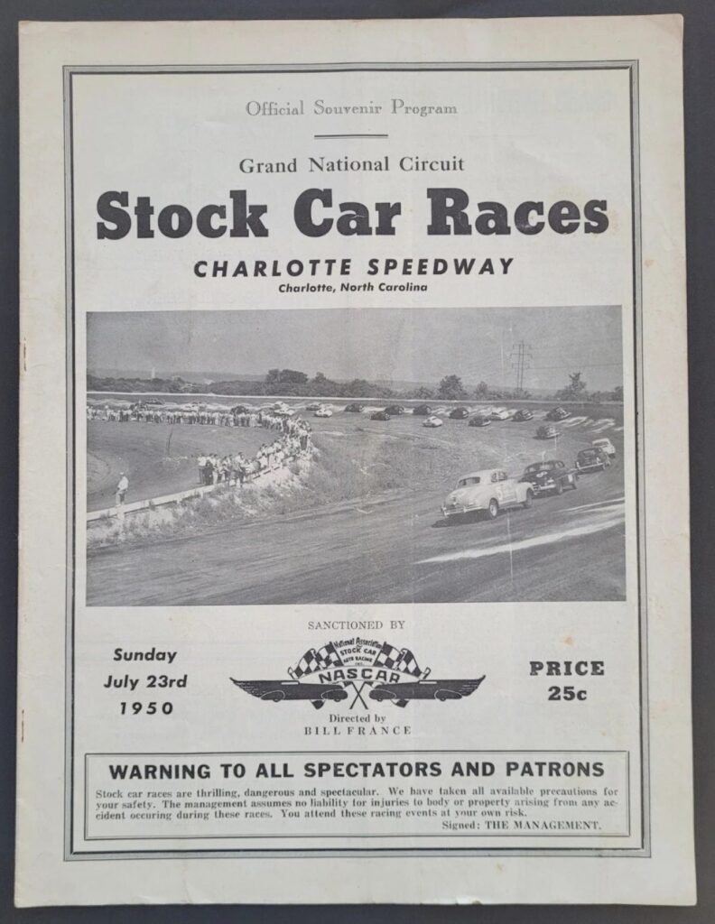 1950 NASCAR Charlotte Speedway July 23 Program