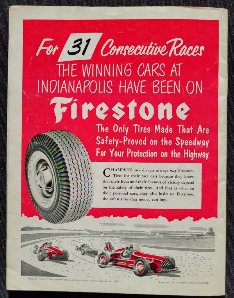 1955 Indianapolis 500 Program Back Cover