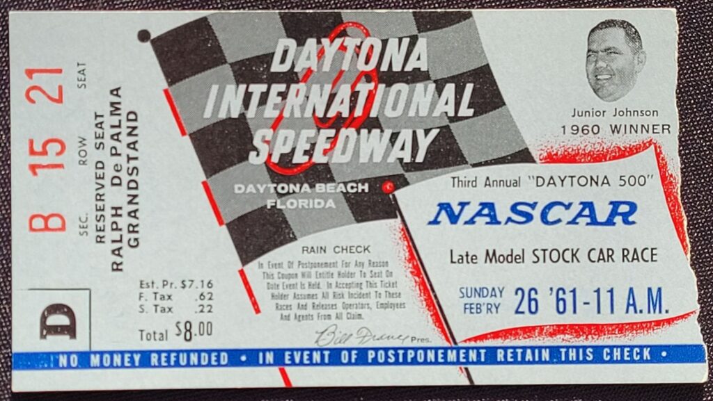 1961 Daytona 500 Ticket Stub - Front
