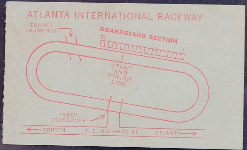 1961 NASCAR Festival 250 Infield Ticket Stub - Back