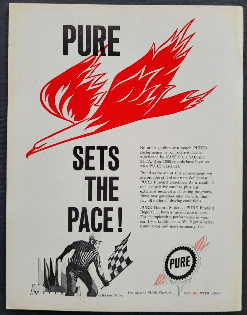 1961 NASCAR Rebel 300 Program - Back Cover