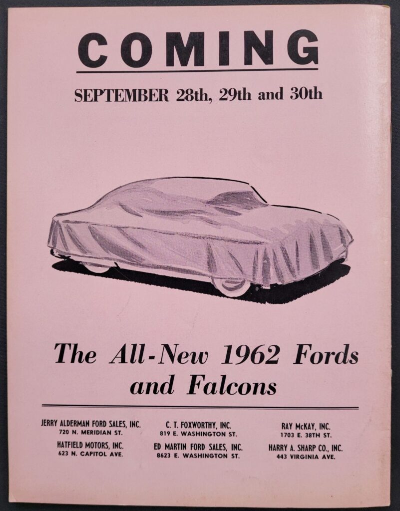 1961 USAC Hoosier 100 Program Back Cover