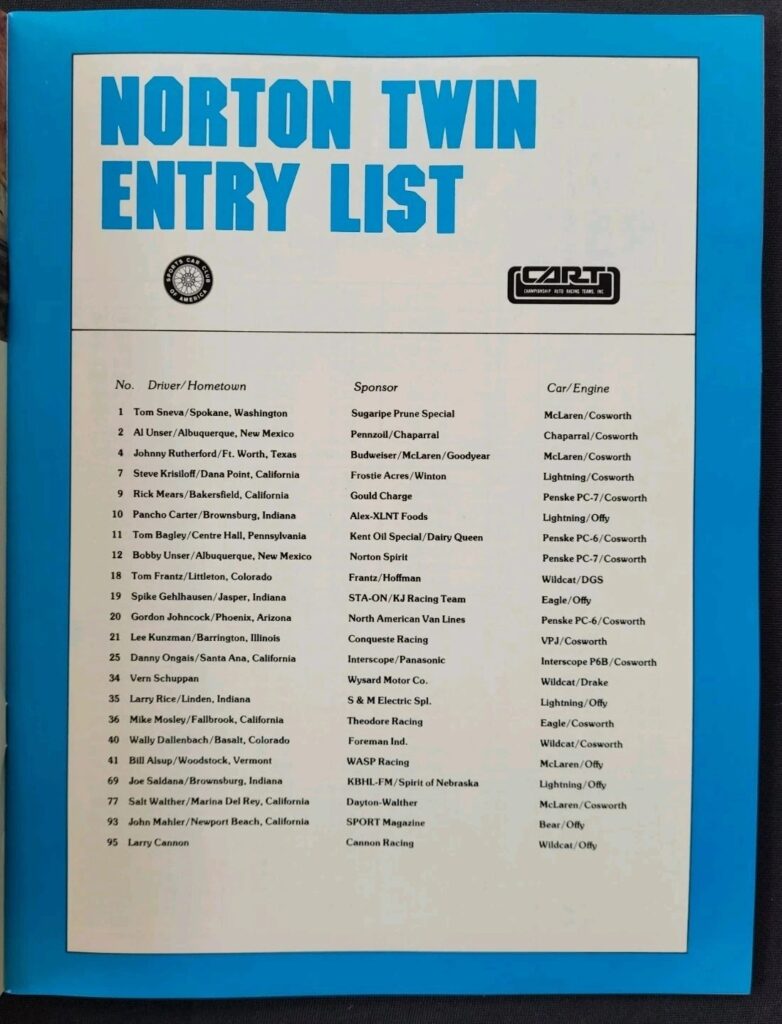 1979 CART Michigan 500 Entry List