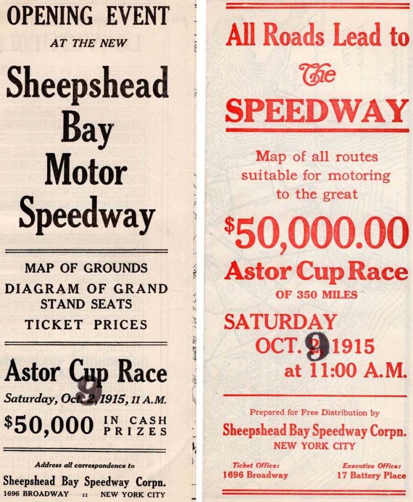 1915 AAA Sheepshead Bay Astor Cup Brochures