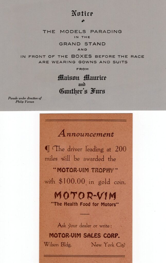 1915 AAA Sheepshead Bay Astor Cup Program Inserts