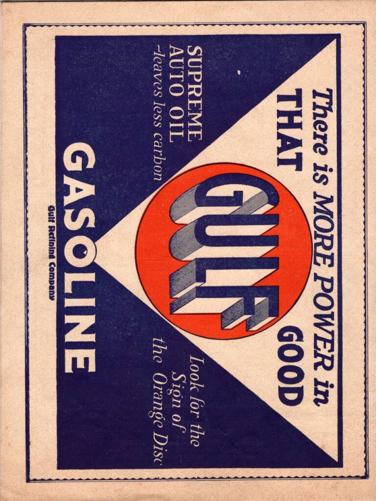 1924 AAA Altoona Speedway Fall Classic Program Back Cover