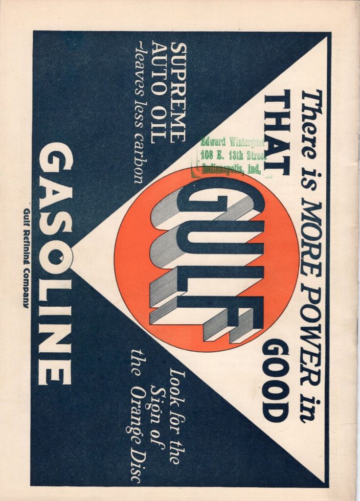 1924 AAA Charlotte Speedway Program Back Cover