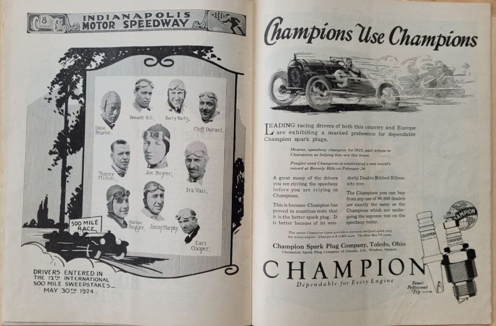 1924 AAA Indianapolis 500 Program Entries