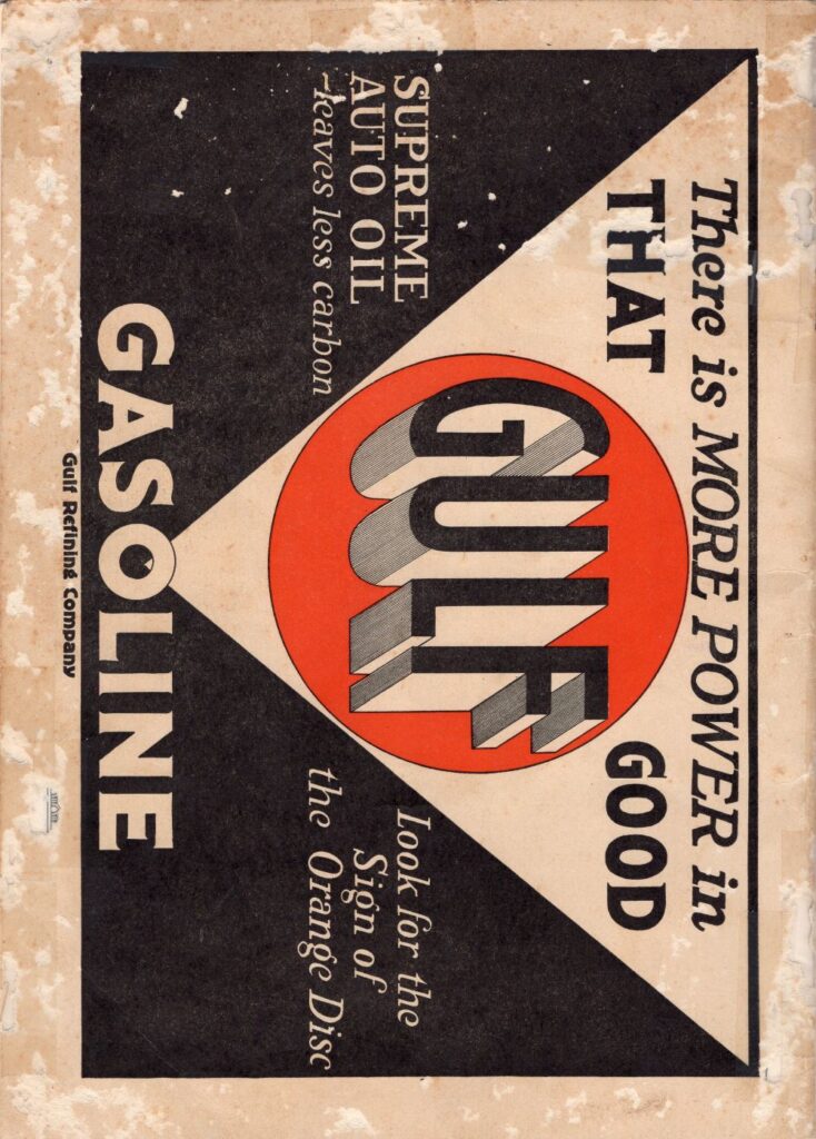 1925 AAA Charlotte Speedway Southern Speed Classic Program Back Cover