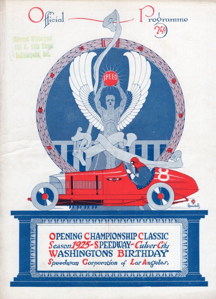 1925 AAA Culver City Opening Championship Classic Program Front Cover