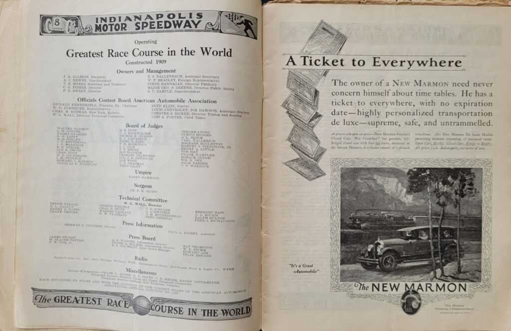 1925 AAA Indianapolis 500 Program Officials