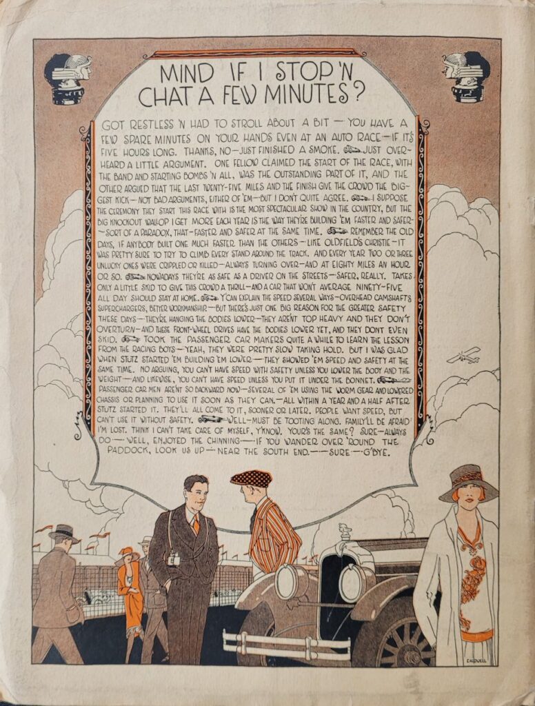 1927 AAA Indianapolis 500 Program Back Cover