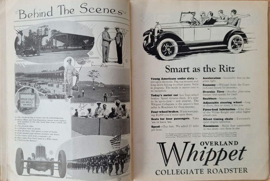 1927 AAA Indianapolis 500 Program - Behind the Scenes