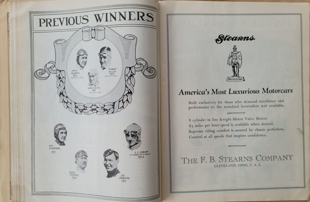 1927 AAA Indianapolis 500 Program
Previous Winners