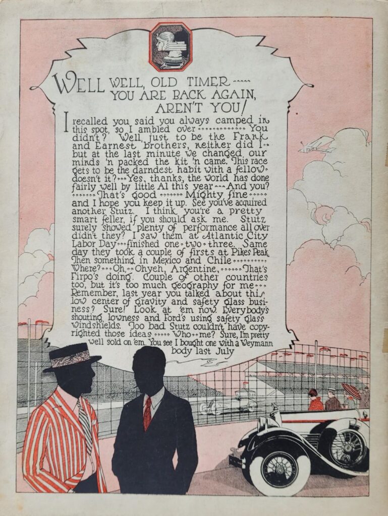 1928 AAA Indianapolis 500 Program Back Cover