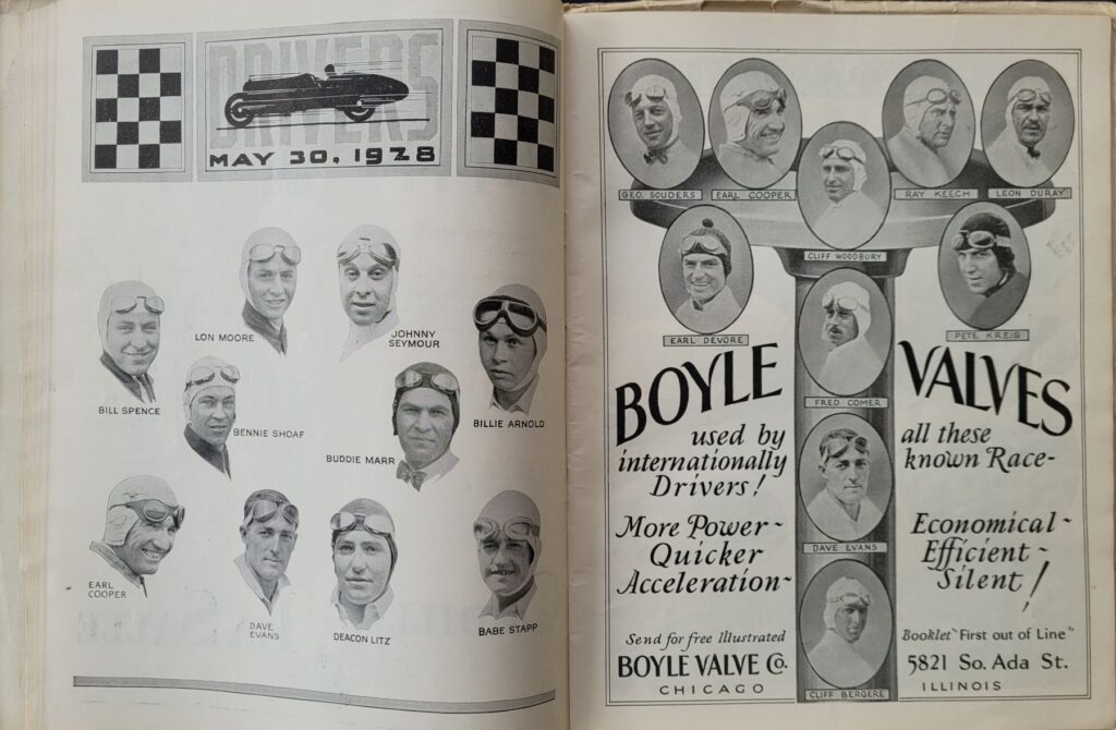 1928 AAA Indianapolis 500 Program - Entries