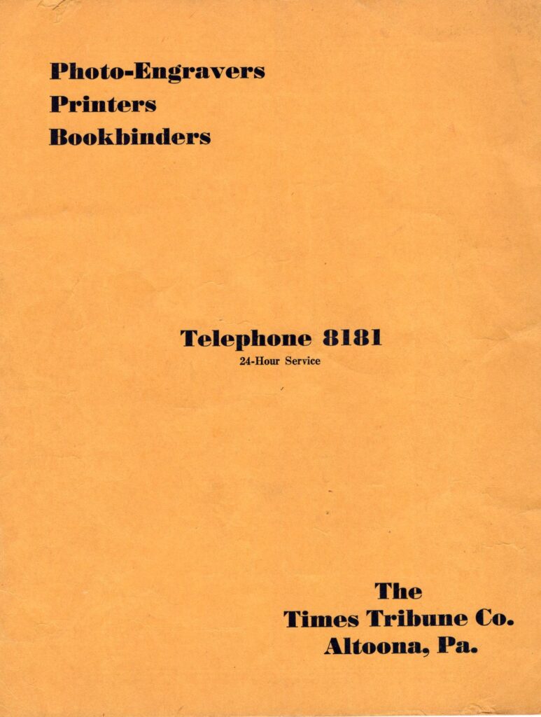 1929 AAA National Championship Altoona Speedway Program Back Cover 