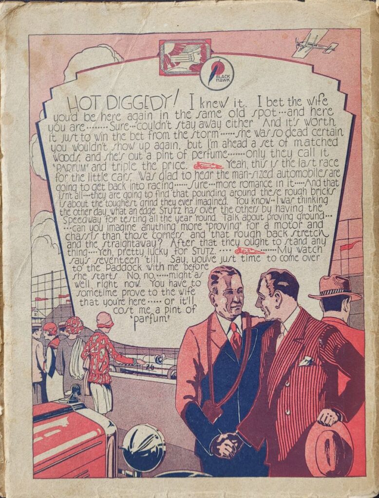 1929 AAA Indianapolis 500 Program Back Cover