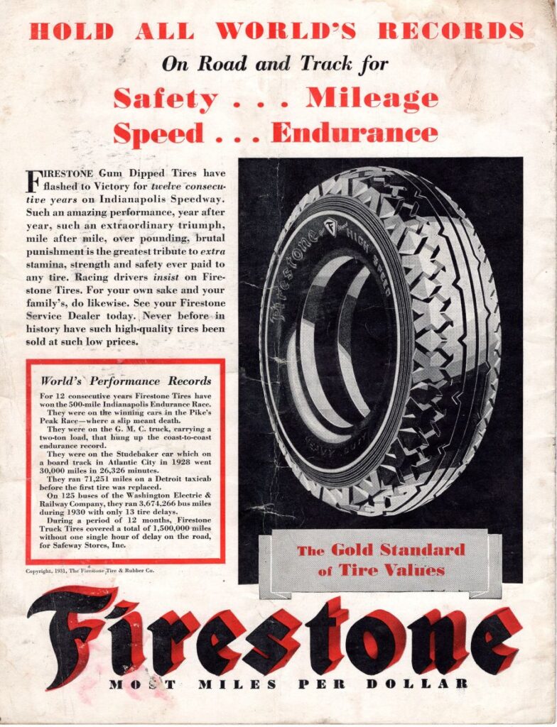 1931 AAA Altoona Speedway Program Back Cover