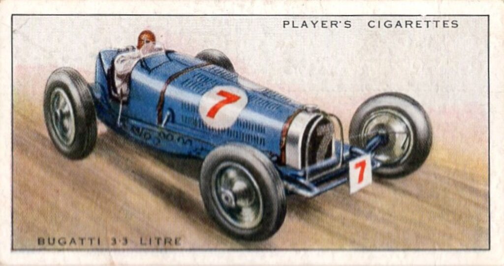 1936 John Player & Sons "Motor Cars" Card #13 Bugatti 3.3 Litre