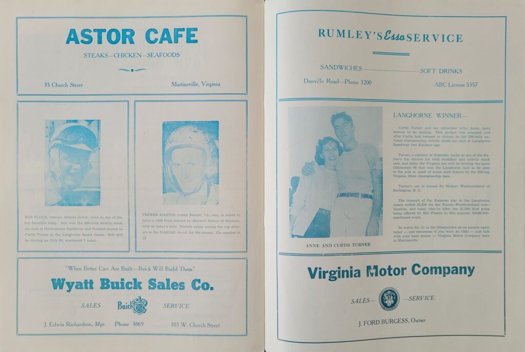 1949 NASCAR Martinsville Strictly Stock Program Pages 10-11