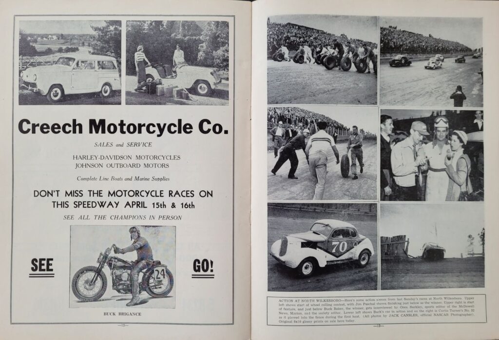 1950 NASCAR Charlotte Speedway Program Pages 12 and 13