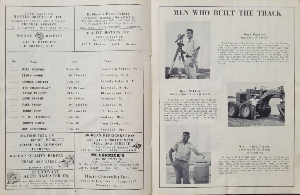 1950 Darlington International Raceway Program Pages 18-19