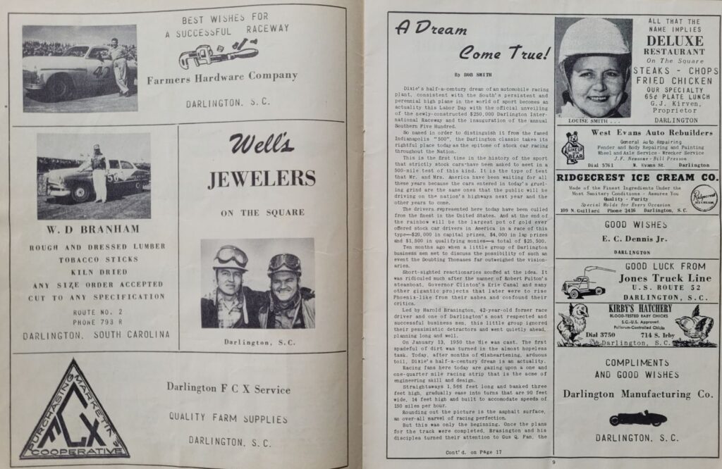 1950 Darlington International Raceway Program Pages 8-9