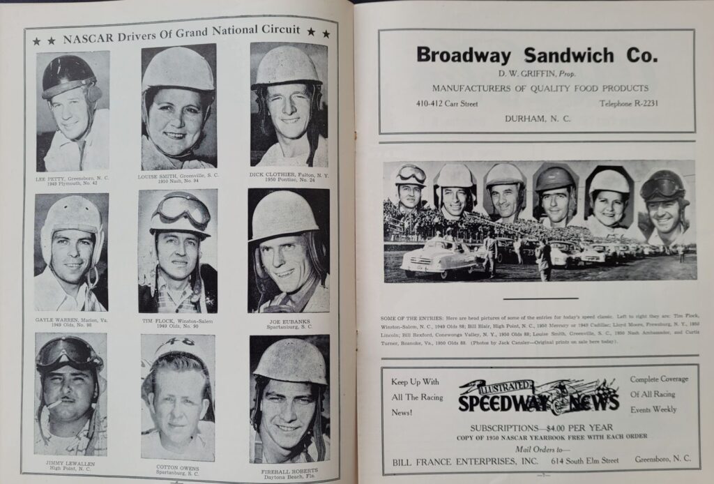 1950 NASCAR Occoneechee Speedway (Aug 13) Program Pages 6 and 7