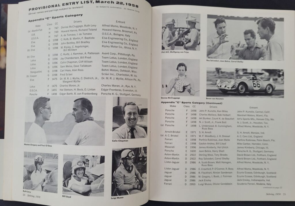 1958 12 Hours of Sebring Program Page 20-21