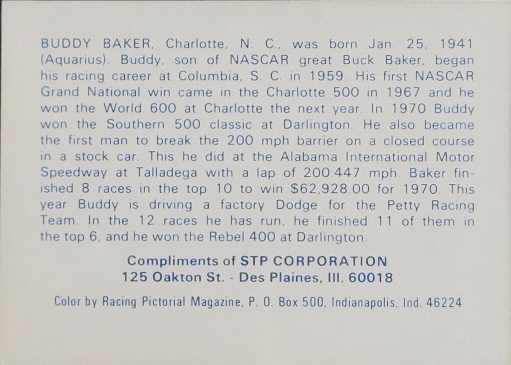
1972 STP Buddy Baker