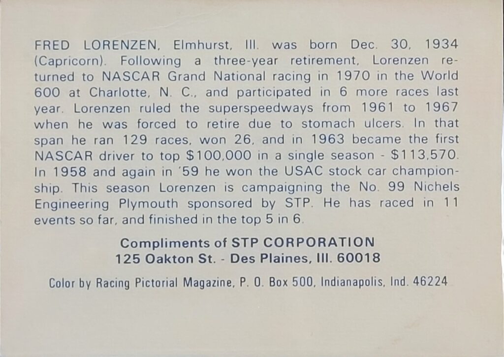 1972 STP Fred Lorenzen