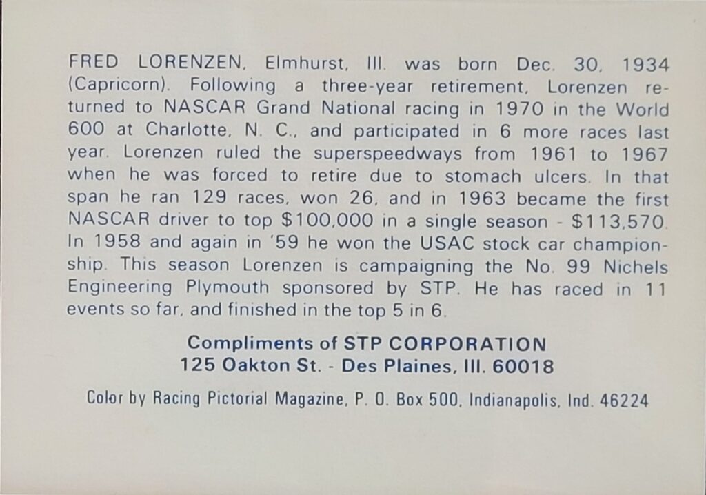 1972 STP Fred Lorenzen w/Car