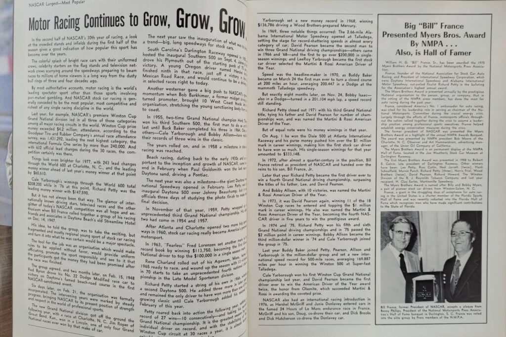 1977 NASCAR Bristol Volunteer 500 Program Motor Racing Growth