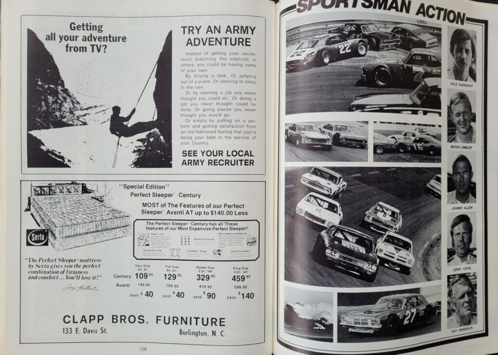 1977 NASCAR Charlotte NAPA National 500 Program Pages 128-129