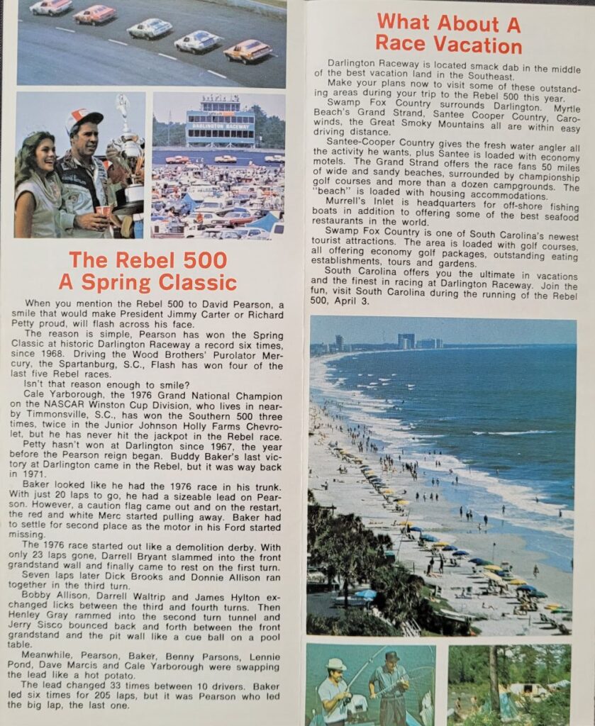 1977 NASCAR Darlington Rebel 500 Event Brochure