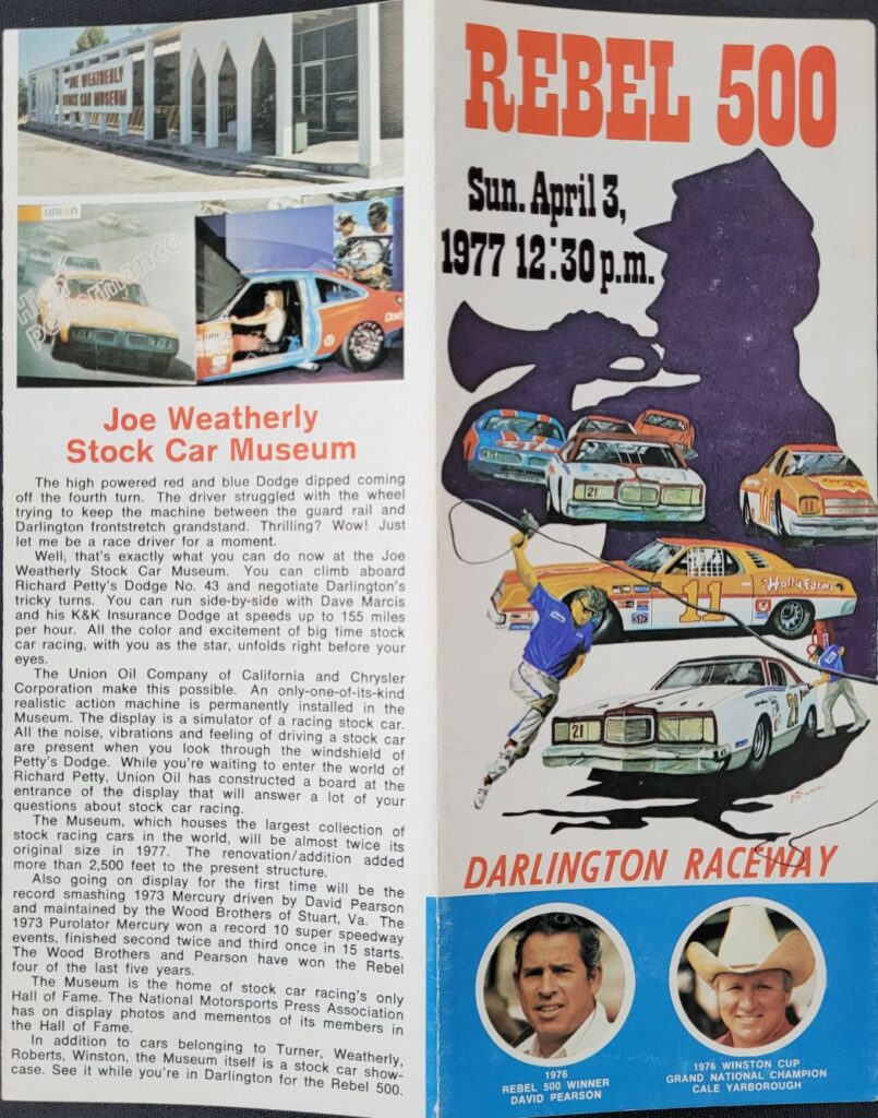 1977 NASCAR Darlington Rebel 500 Event Brochure