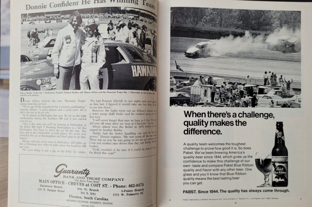 1977 NASCAR Darlington Rebel 500 Program - Donnie Allison