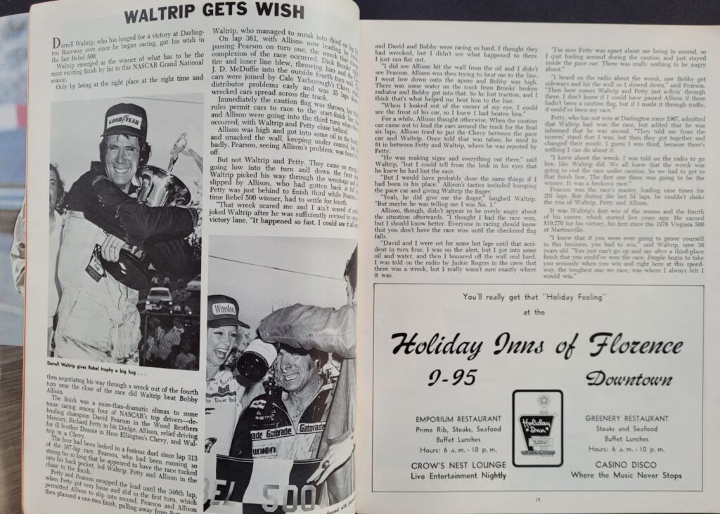 1977 NASCAR Darlington Southern 500 Program Pages 18-19