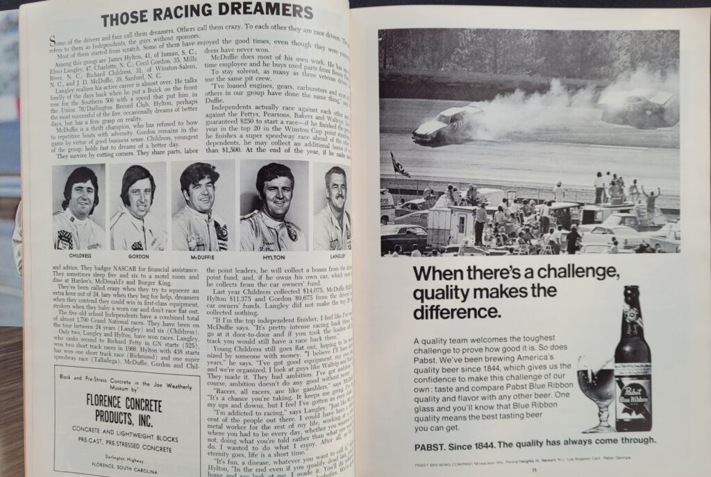 1977 NASCAR Darlington Southern 500 Program Pages 34-35