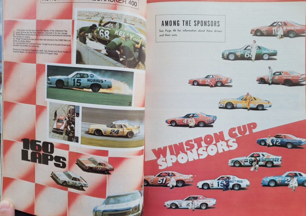 1977 NASCAR Daytona Firecracker 400 Program Among the Sponsors
