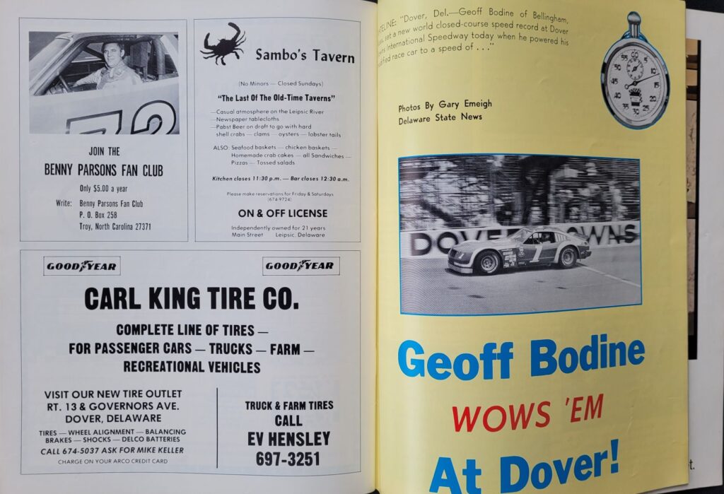 1977 NASCAR Dover Delaware 500 Program Geoff Bodine