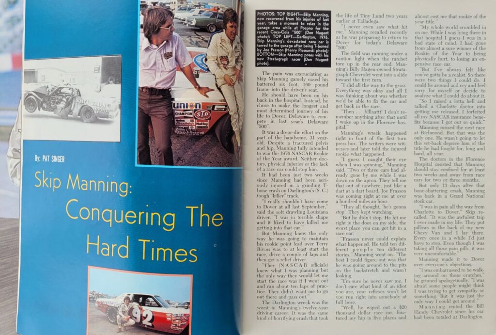 1977 NASCAR Dover Delaware 500 Program Skip Manning