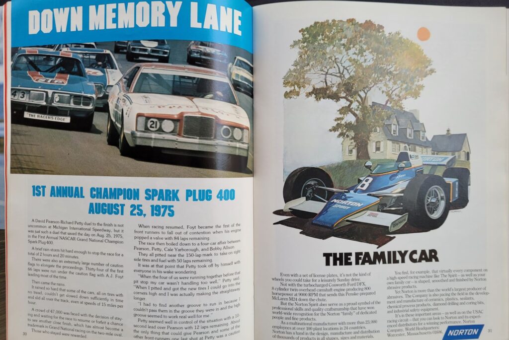 1977 NASCAR Michigan Champion Spark Plug 400 Program Memory Lane