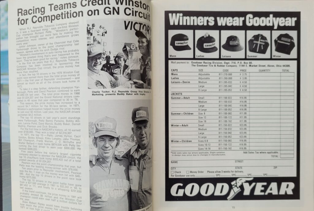 1977 NASCAR NCMS American 500 Program Pages 14-15
