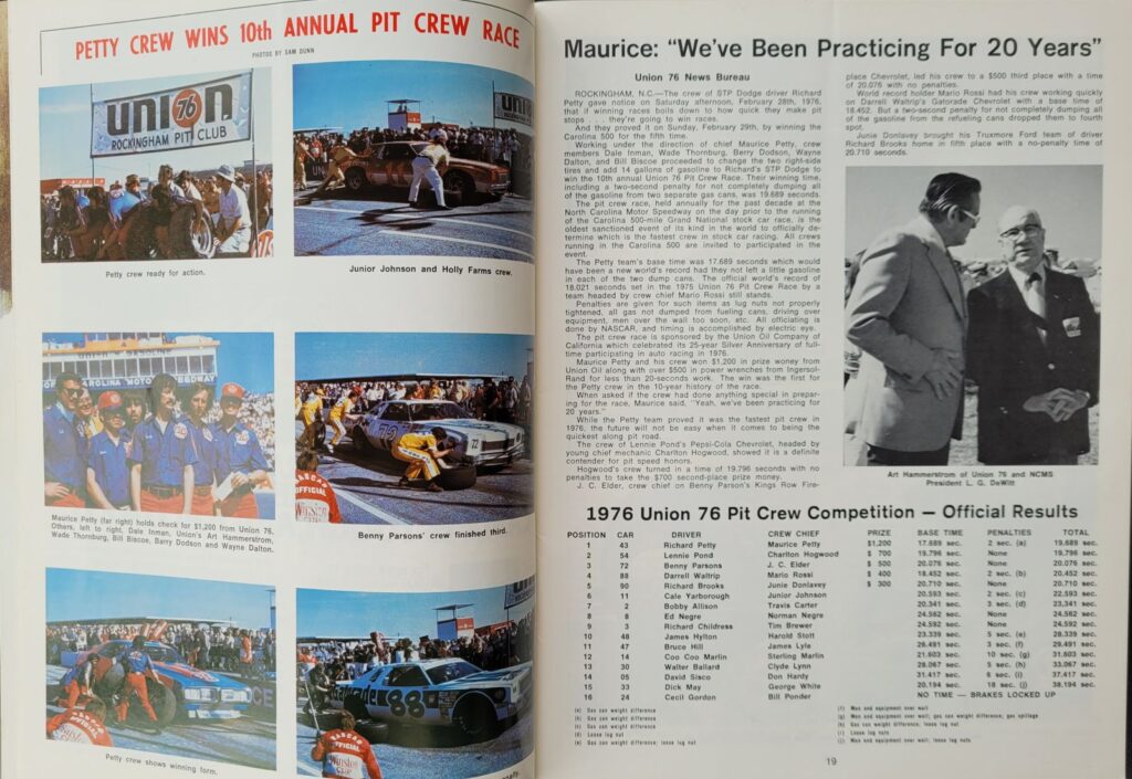 1977 NASCAR NCMS Carolina 500 Program Pages 18-19