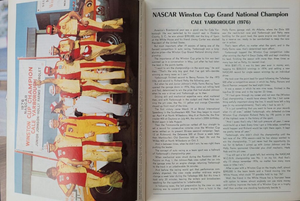 1977 NASCAR North Wilkesboro Gwyn Staley 400 Program - Cale Yarborough Feature