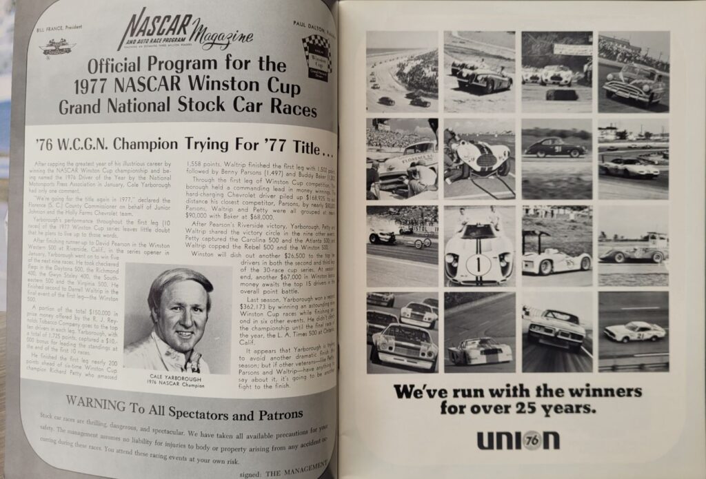 1977 NASCAR North Wilkesboro Wilkes 400 Program Official Page
